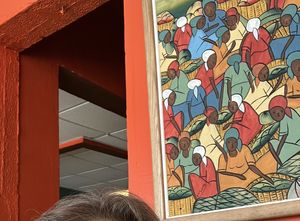 Artwork adds to the bright and cheery atmosphere    at Afro Vegana Foods in San Juan