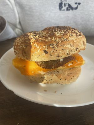 SEC on a bagel  at Kickstart Cafe in Shelton