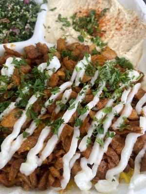 Soy-based shawarma and garlic paste 😍  at Shawarma Guys in San Diego