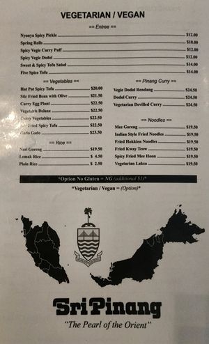 Menu April 2024 at Sri Pinang in Auckland