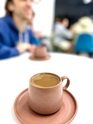 Strong Armenian coffee with homemade oat milk at Darchin in Dilijan