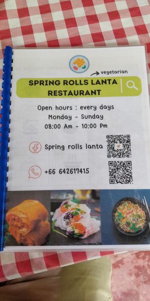 Separate vegetarian menu cover - has many pages! at Spring Rolls Lanta in Koh Lanta