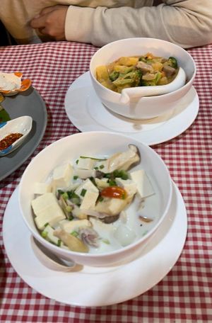 Tom kha soup + masamam curry  at Spring Rolls Lanta in Koh Lanta