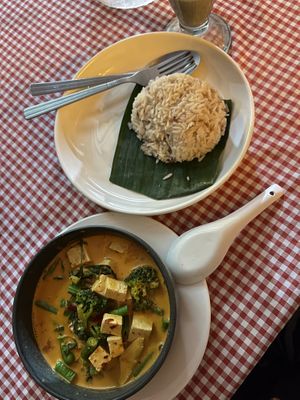 Red Curry with Tofu and rice  at Spring Rolls Lanta in Koh Lanta