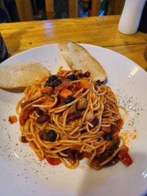 Vegan pasta and tacos at Big Apple Dive Resort in Puerto Galera