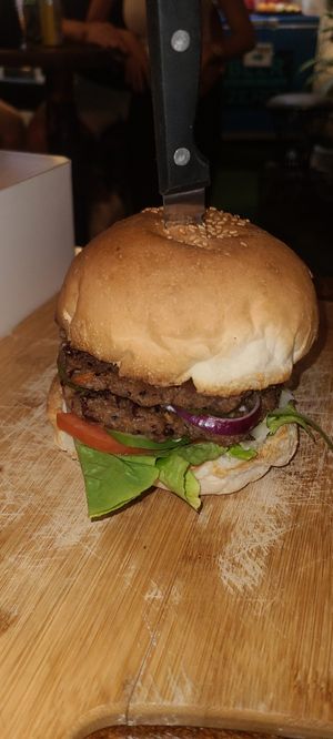 Vegan Burger at Big Apple Dive Resort in Puerto Galera