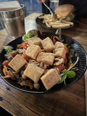 Chickpea salad with tofuu  at Paper Scissors Rock Brew Co in Halls Gap