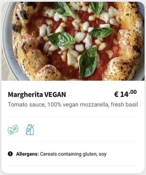 vegan menu 1  at Basils in Brussels