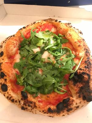 Take away margherita with vegan cheese  at Basils in Brussels