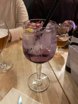 Violet spritz cocktail  at Basils in Brussels