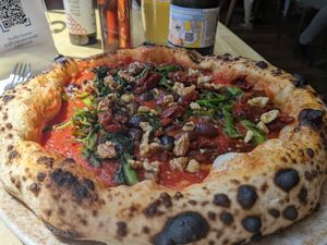 Vegan pizza at Basils in Brussels