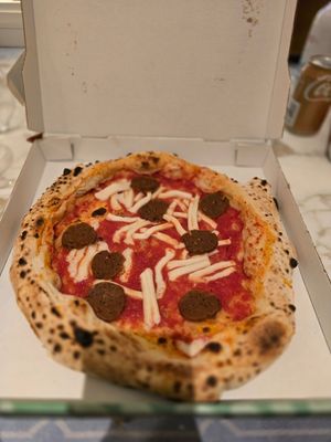 Vegan devil pizza. Soooooooo good at Basils in Brussels