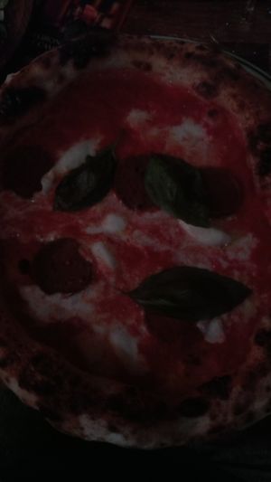 Pizza "Diavola Vegan" at Basils in Brussels