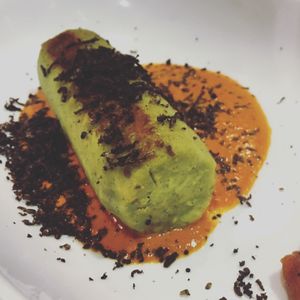 Fava beans sausage Black truffles at Saha in San Francisco