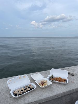 Far left is my vegan entre   at Rollbotto Sushi in St Petersburg