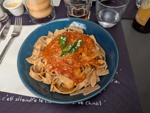 Vegane Bolognese at Verveine - Bistro Nature in Montbrun-les-bains