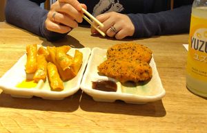Vorspeisen: Edamame Snack, Süßkartoffel Kroketten at Takumi Chicken & Veggie in Aachen