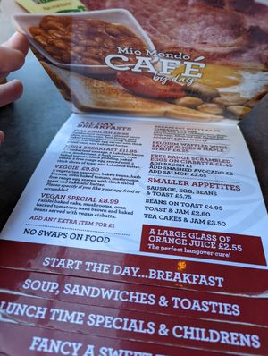 Breakfast menu at Mio Mondo in Bowness-on-windermere