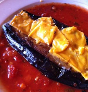 1st course: broiled zucchini with vegan cheese at Pasta Freska in Seattle
