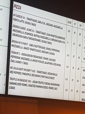 Pizza menu #Veganuary at I Scream For Pizza in Newcastle Upon Tyne