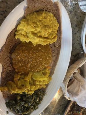Vegetarian (vegan) sampler  at Nile Ethiopian Restaurant in Orlando