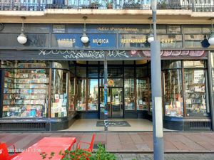 From the outside at Librería Puro Verso in Montevideo