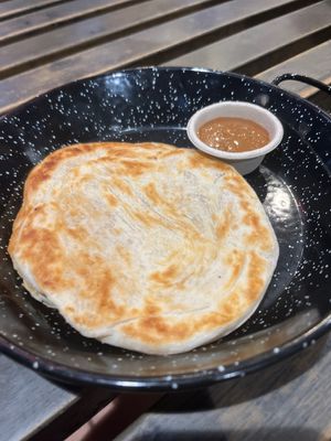 Roti with peanut sauce   at P'nut Asian Kitchen in South Brisbane