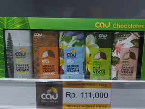 Vegan selection box at Cau Chocolates Factory & Restaurant in Tabanan