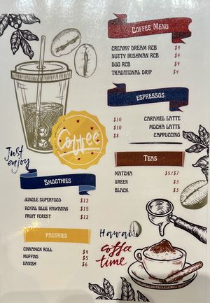 Drinks menu  at Da Beans Green in Mountain View