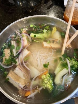 Vegetable pho with fried tofu  at Lam's Garden in Hilo