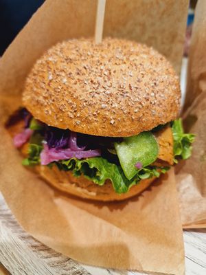 Seitan burger at WAW - Salad Story - Gate 32 in Warsaw
