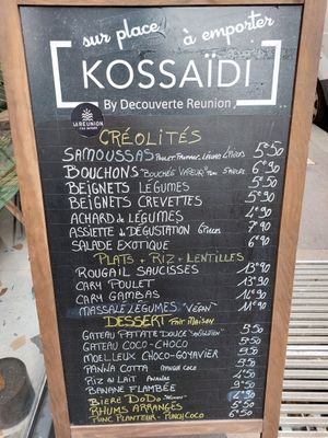 Menu en octobre 2022 at Kossaïdi Montparnasse in Paris