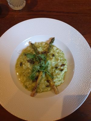 Pea & Asparagus Risotto (ve) White wine, garlic, lemon, parsley. at Browns in Wilmslow