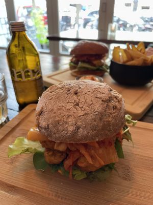 Tempeh burger  at SOIL Vegan Café - East in Amsterdam