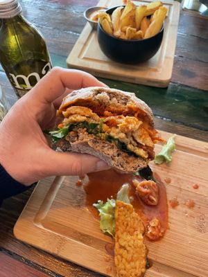 Tempeh burger  at SOIL Vegan Café - East in Amsterdam