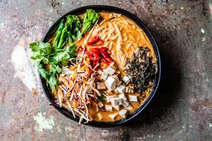 Laksa Ramen at SOIL Vegan Café - East in Amsterdam