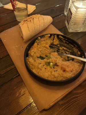 Sourdough bread with eggplant sauce  at SOIL Vegan Café - East in Amsterdam