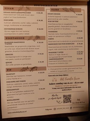 Menu at Eetcafé het Leven in Leeuwarden