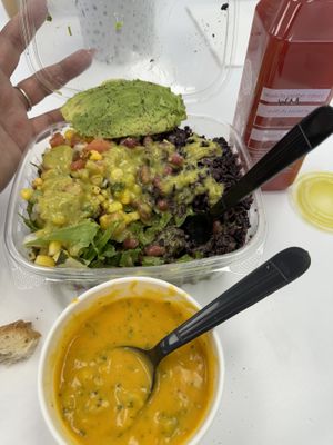  Broccoli cheese soup, southwest power bowl and watermelon juice  at The Healthy Bar in Kingman