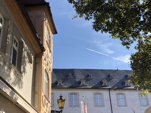 View of the castle from our table  at Schlosscafe in Bad Mergentheim