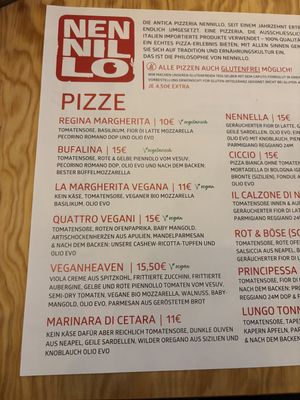 menu   at Antica Pizzeria Nennillo - Belgisches Viertel in Cologne