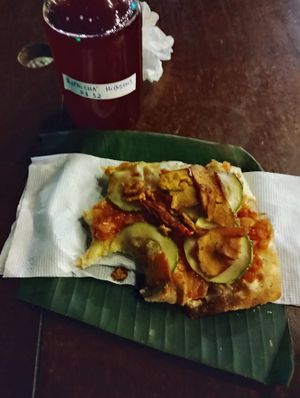 Pizza vegana artesanal at Taboo Tiki Bar in Florianopolis