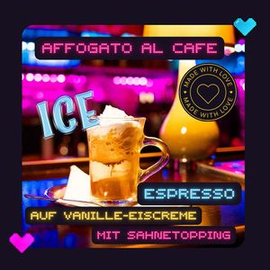 Affogato al café - Espresso on vanilla ice cream with vegan cream topping #icedessert at tschüüüsch - plantpowered futurefood in Berlin