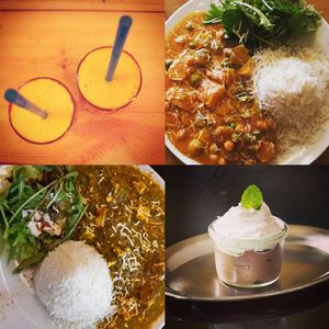 ★ alternativ indian currys (vegan or vegetarian)
★ mango-lassi (vegan)
★ mousse au chocolat (housemade & vegan) at tschüüüsch - plantpowered futurefood in Berlin