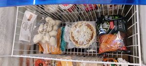 Quiche, chips, lentil pattie at Puentes Amarillos in El Chalten