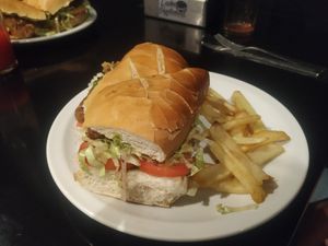 Chorizo sandwich at Cocina VegetarianA Jujuy in San Salvador De Jujuy