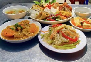 Selection of food   at Quan Com Chay in Ho Chi Minh City