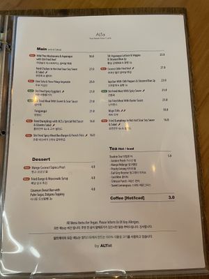 Menu  at ALT.a - Dosan in Seoul