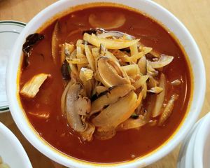 Spicy noodle soup (Jjamppong) 짬뽕 at ALT.a - Dosan in Seoul