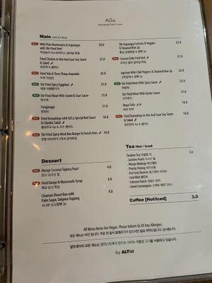 Menu  at ALT.a - Dosan in Seoul